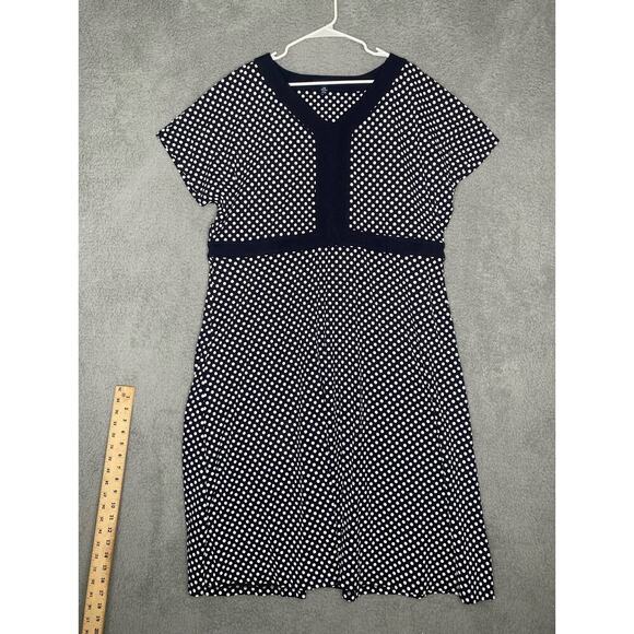 Lands end womens maxi dress short sleeve polka dot jersey cotton stretch 2X - Picture 1 of 6
